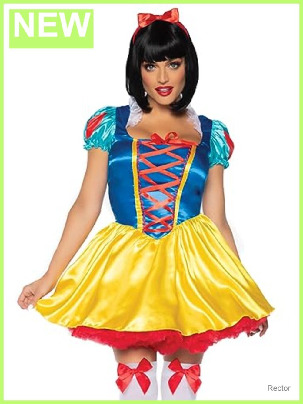 Snow White Fairytale Princess Costume Satin Dress Headband